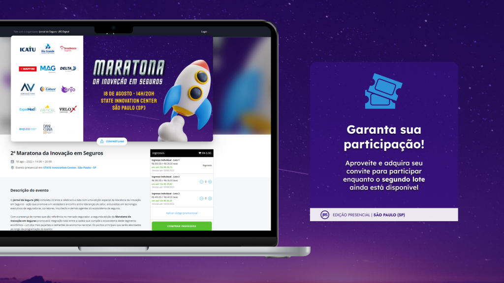 Primeiro lote de ingressos da Maratona da Inovação em Seguros se esgota em 24h; Corra para garantir o seu! / Divulgação