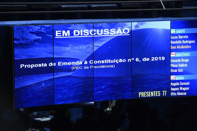 Plenário vota, em 1° turno, a reforma da Previdência (PEC 6/2019). - Marcos Oliveira/Agência Senado