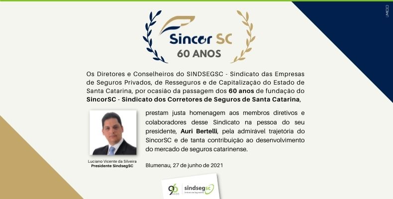Sincor-SC completa 60 anos em prol do mercado catarinense de seguros / Divulgação