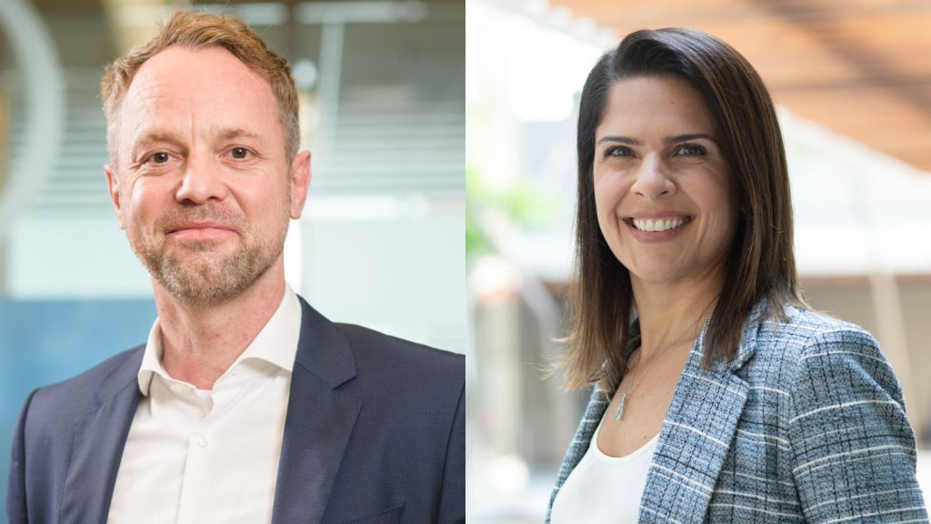 Matthias Kuehn, diretor de Saúde; e Karine Barros, diretora executiva de Negócios Corporativos e Saúde da Allianz / Divulgação