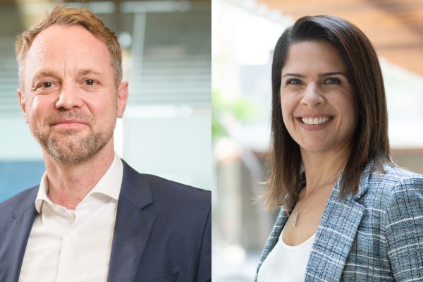Matthias Kuehn, diretor de Saúde; e Karine Barros, diretora executiva de Negócios Corporativos e Saúde da Allianz / Divulgação