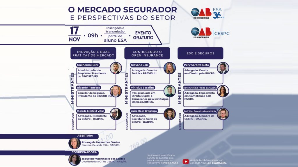 OAB-RS promove encontro sobre perspectivas para o mercado segurador / Divulgação