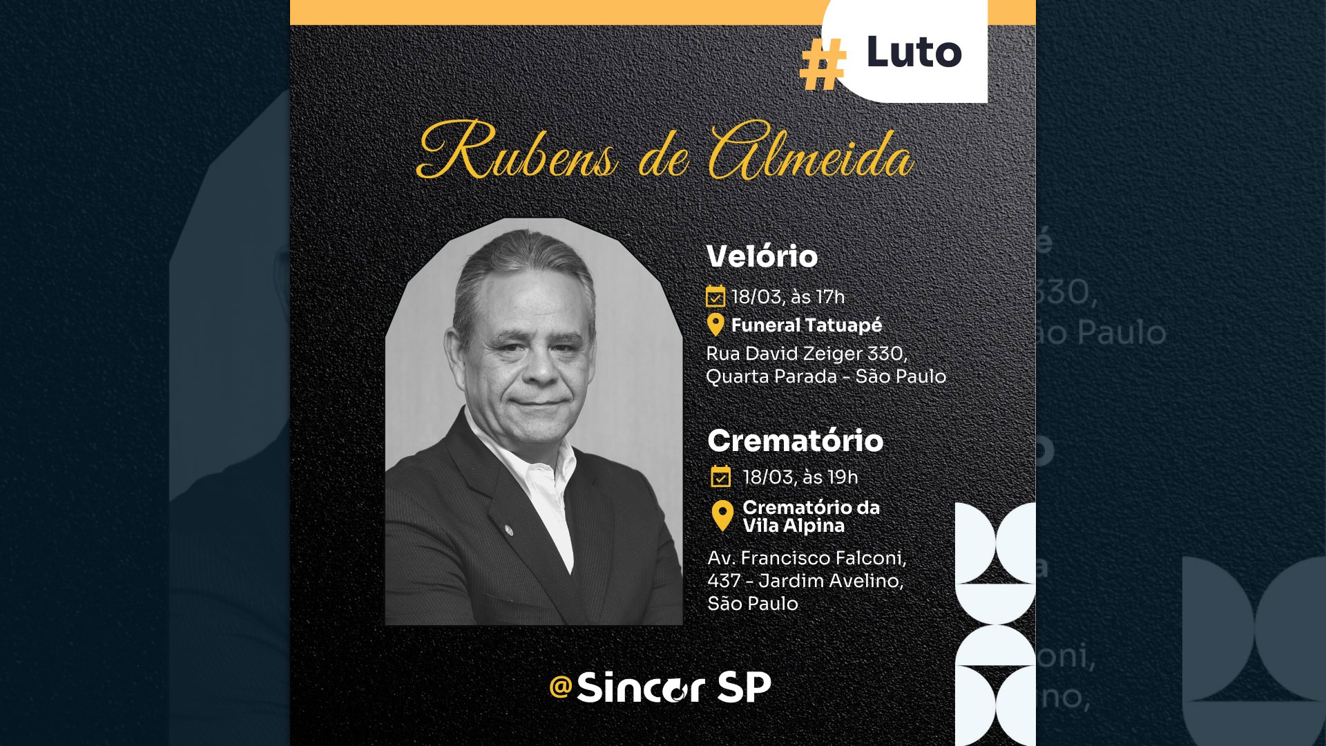 Falece Rubens de Almeida, corretor de seguros / Divulgação