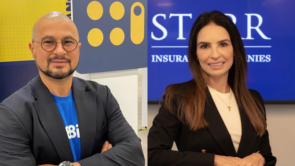 Fernando Moreira é CEO da 88i Seguradora Digital; e Claudia Papa Scarpa é Head de Accidents & Health para a América Latina da Starr Seguros / Divulgação