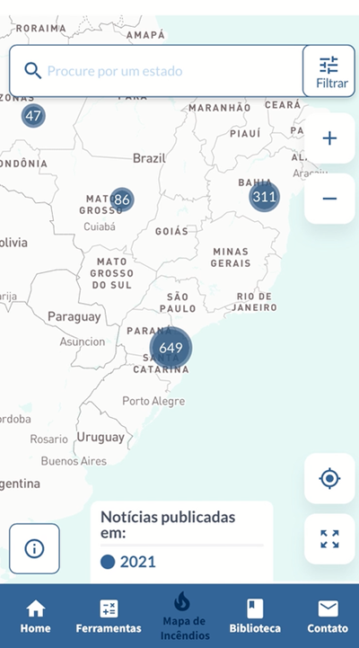 Mapa de Incêndio agora também pode ser acessado no aplicativo do Instituto Sprinkler Brasil / Divulgação